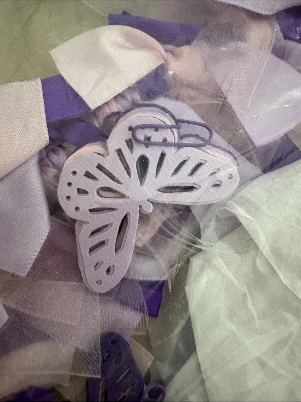 Purple and Pink Butterfly Ribbon Baby Mobile